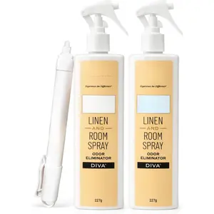 Glam on Demand - Diva Scent Linen and Room Spray 2 Pack - Freshener and Odor Eliminator Bundle with Kinara Stain Remover Pen - Laundry Bundle