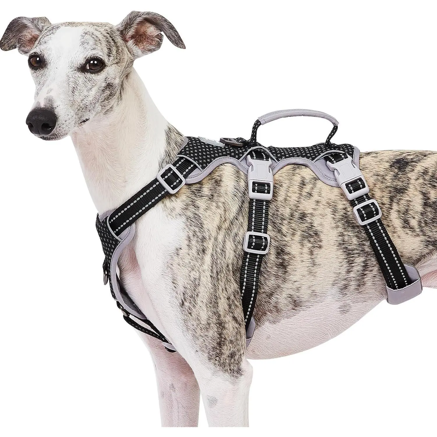 Escape Proof Harness, No Slip Dog Harness Escape Proof, Fully Reflective Harness with Handle, Breathable, Durable, Adjustable Vest for Medium Dogs Walking and Training Gear (Black, M)