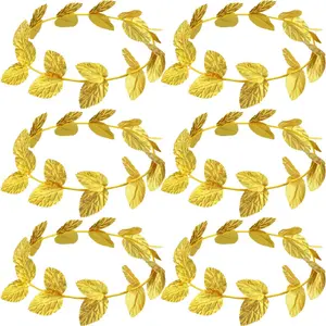 6-piece set of laurel wreath headbands, Greek-Roman leaf crowns, women's headwear, men's toga, wedding headwear (gold)
