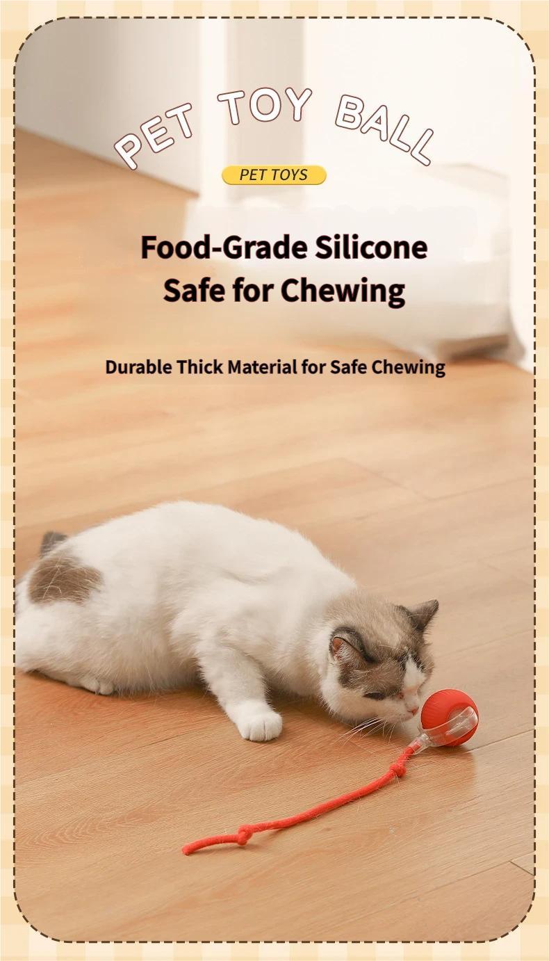 Interactive Cat Toy Ball, Automatic Rolling Pet Toy with Tail, Smart Obstacle Avoidance Cat Toy, Rechargeable Kitten & Small Dog Toy, Keeps Cats Busy, Indoor Self Play, Bite Resistant Silicone, Quiet and Easy to Clean