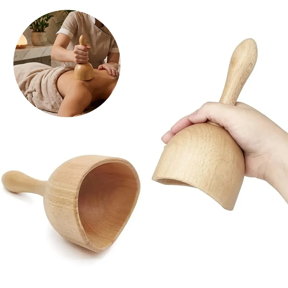 Wooden Massage Cup for Full Body Relaxation, Muscle Massage Tool for Legs, Abdomen and Shoulders, Home Spa Self Care Tool, Massagers