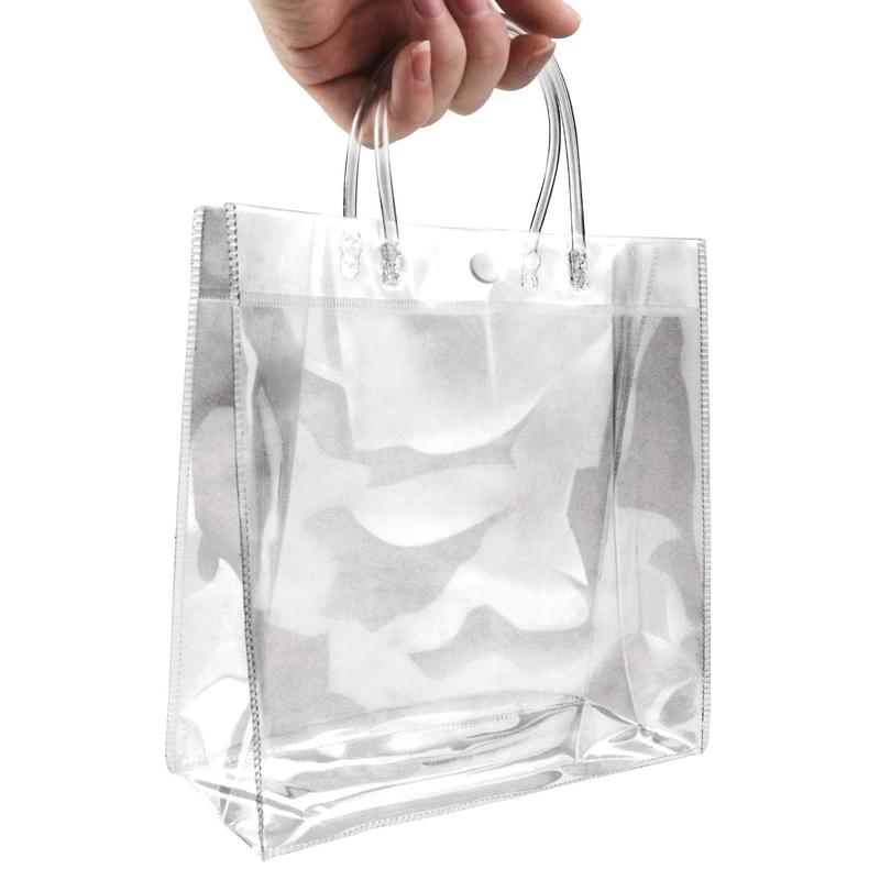 Pack of 16 Clear PVC Gift Bags with Handles,7.87" x 7.87" x 3.15"Reusable Goodie Tote Bags with Ribbons and Tags,Foldable Party Favor Bags for Weddings,Valentine'S Day,Hand Tools Kits,Springtok home tool