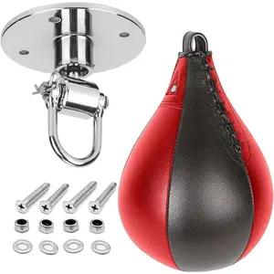 Speed Punching Bag, Leather Speed Bag Striking Bag Kit with Hanging Swivel