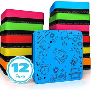 12 Pack Dry Erase Erasers Assorted Colors Magnetic Whiteboard Erasers for Kids and Students - Smudge Free Small Dry Erase for Classroom Home, School and Office