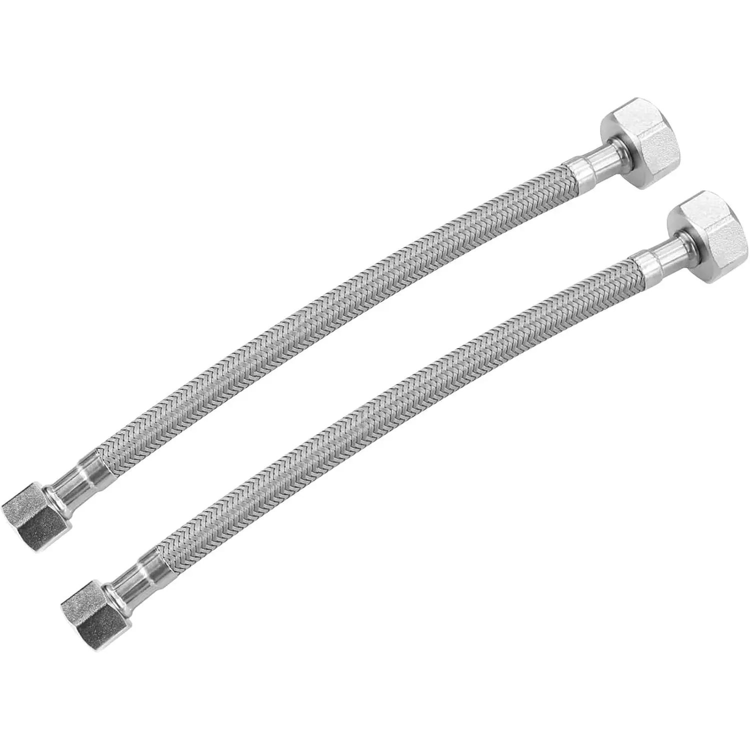 9" SUS304 Stainless Steel Braided Faucet Hose Pair Pack, 1/2" FIP x 3/8" COMP Lines (2 Pcs), cUPC Certified, Flexible Fit, Leak Proof for Bathroom, Kitchen, Easy Install