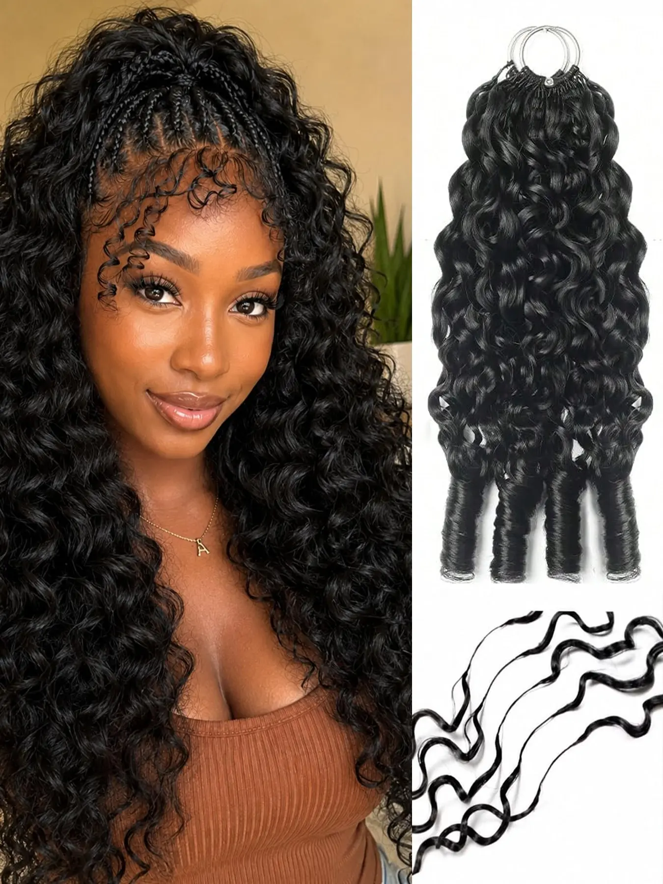 Feather Crochet Hair Extensions 18 Inch Burmese Curly Knotless Pre‑Separated Invisible Crochet Bundles 50g/pcs Lightweight Reusable Hair Extensions for Women Natural Black Human Hair Curly Crochet Braids