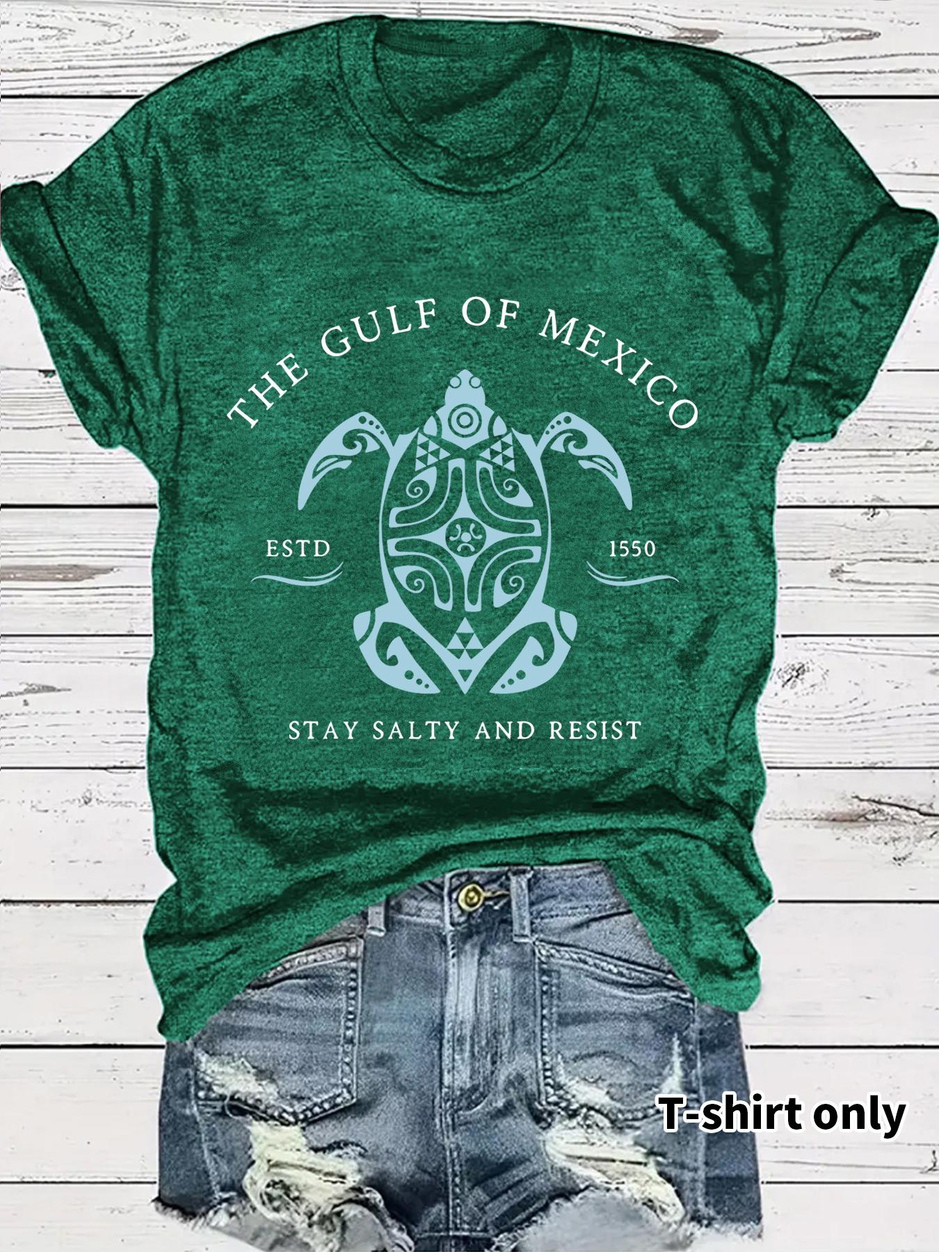 Women's Turtle Print Round Neck Tee, Fashion Casual Short Sleeve T-shirt, Ladies Summer Clothes for Daily Wear