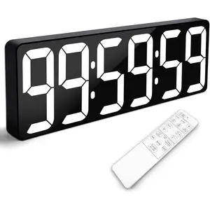 Large Digital Timer Wall Clock with Remote Control, 17.2" Count Down Up Digital Timer LED Display Auto DST Big Digital Clock for Bedroom Kitchen Living Room Office Gym Home Decor, White