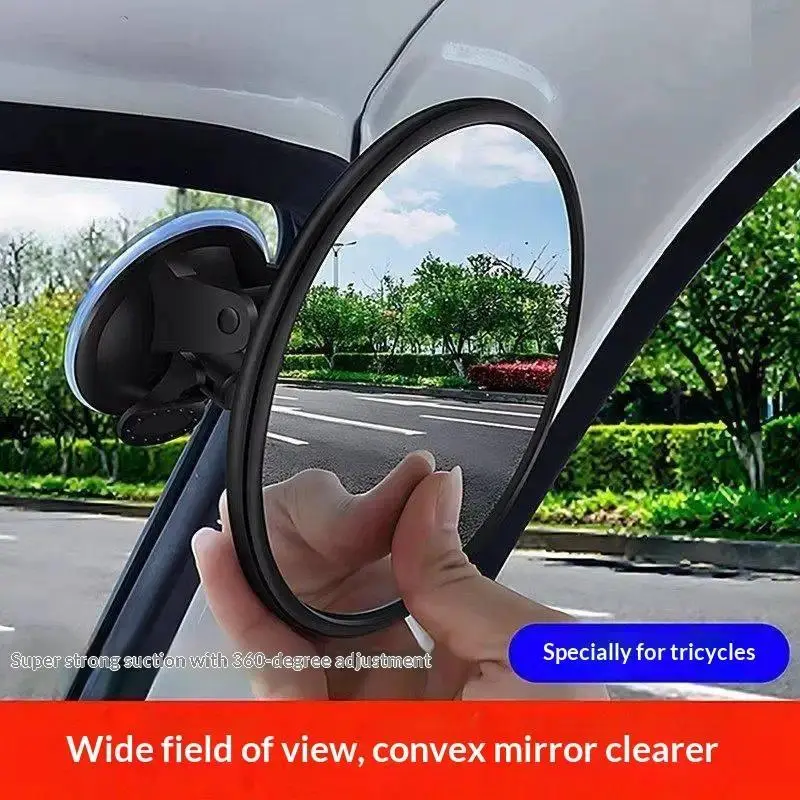 1Pc 360 Degree Rotation Blind Spot Mirror 10.5/12.5/15cm HD Suction Cup Round Rearview Mirror For Car Reverse Parking