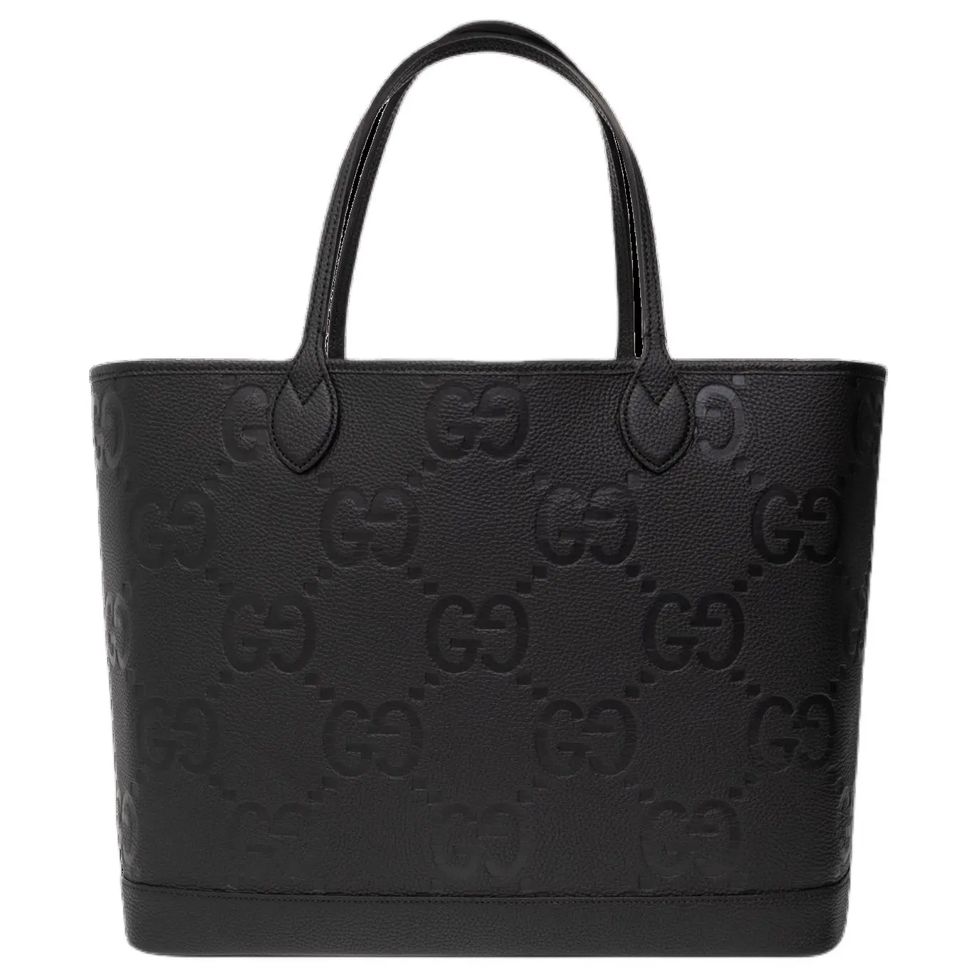 Gucci Double G Logo Leather Tote Bag for Women, Large Black Handbag