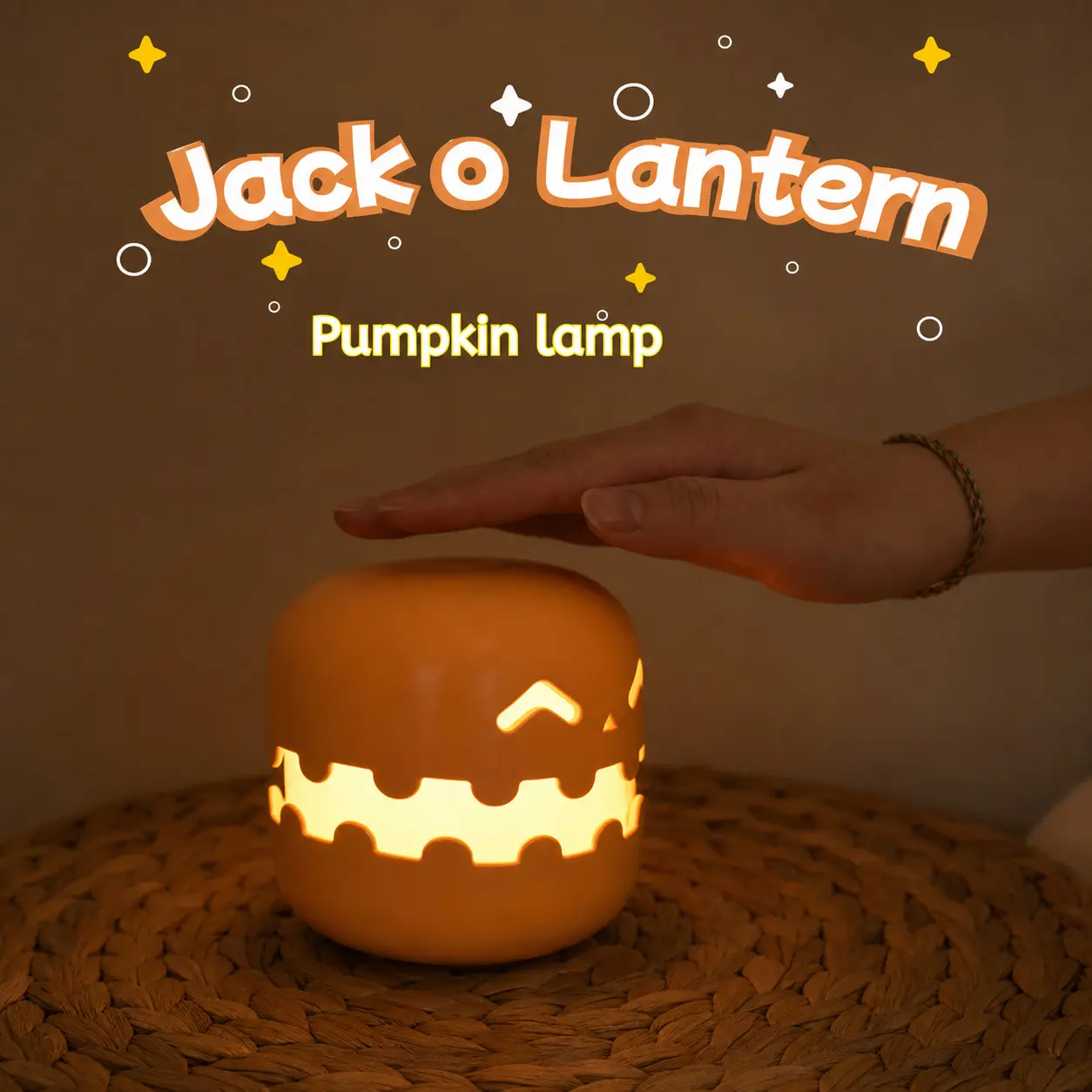 Halloween 4 Inch Light Up Pumpkin Lantern, Push Switch Jack o Lantern Night Light, Trick or Treat Toy Lamp for Party Favors Bedroom Table Decor Birthday Gift Holiday Decor