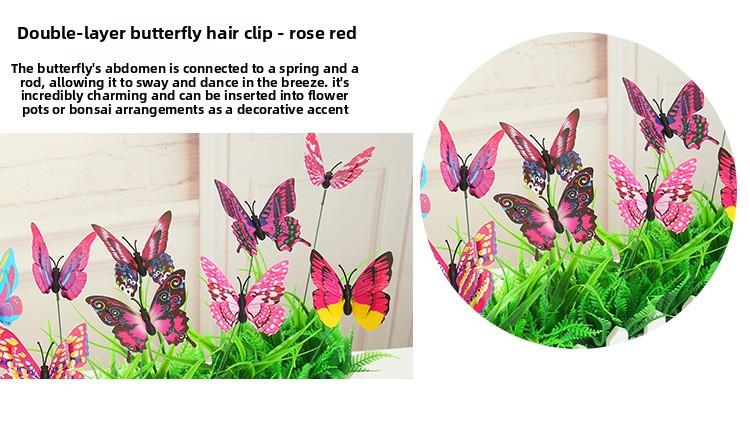 New artificial butterfly crafts, double-layer waterproof, with insertable rods, artificial butterflies for outdoor decoration, pack of 10
