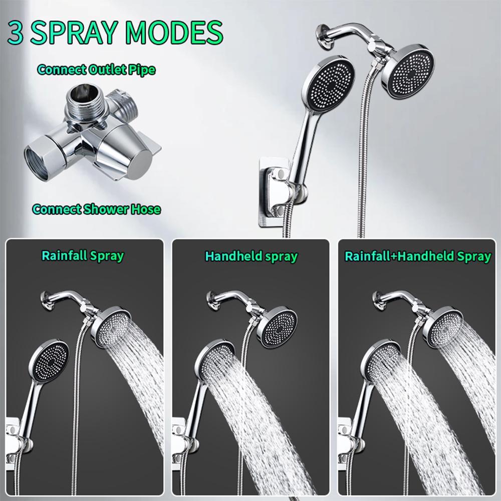 High-Pressure Shower Set, Handheld Spray & Fixed Nozzle, Wall-Mounted Bathroom Accessories, High Pressure Showerhead, Complete Installation Kit, Home Use, Adjustable Handheld Showers