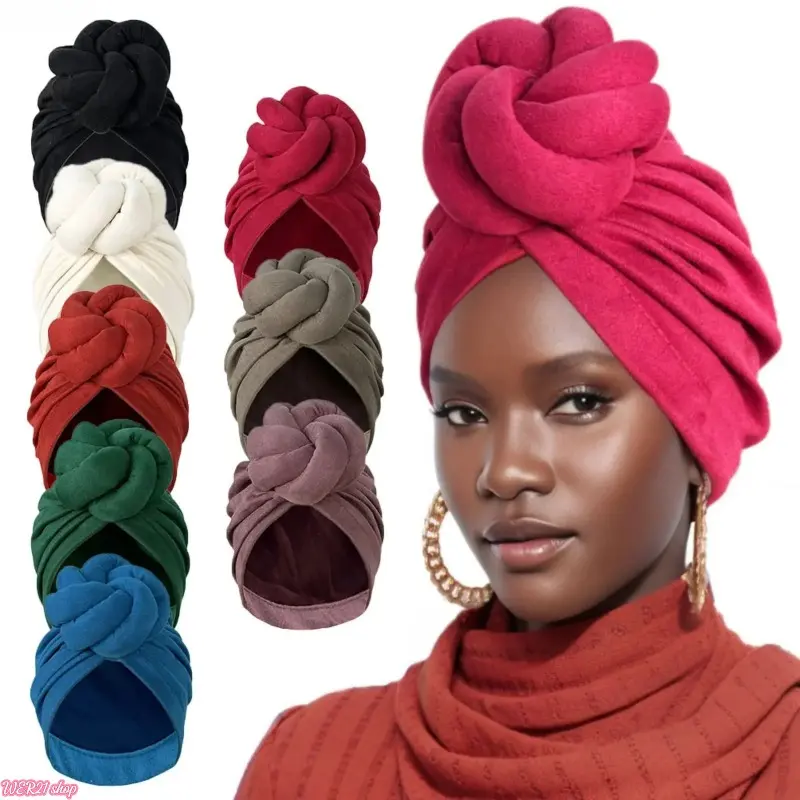 [WER21]Women’s New Solid‑Color Ethnic‑Inspired 3D Twisted Knotted Turban Head Wrap, Stylish Elastic Decorative Headwear, Soft Versatile Hair Accessory, Perfect for Daily Wear, Casual Outings, Party Occasions and Bohemian‑Chic Fashion Styling