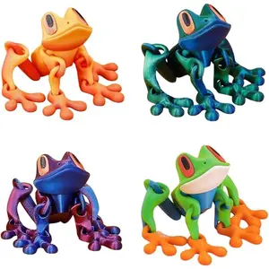 4 magnetic frogs, printable frog fridge magnets, realistic jointed jumping frog models, frog fridge magnet decorations, suitable for home and office decoration.