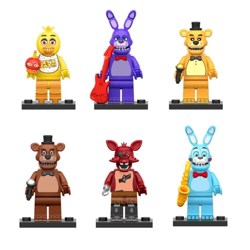 6PCS Nights Game Figure Mini Five Nights at Freddy's Building BlocksSkeleton Thriller Toys Gift
