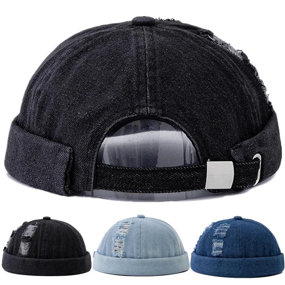 Hot Sale Broken Hole Landlord Hats Men's Street Hip-hop Hats Melon Dome Denim Cap Women's Sailor Hat Caps
