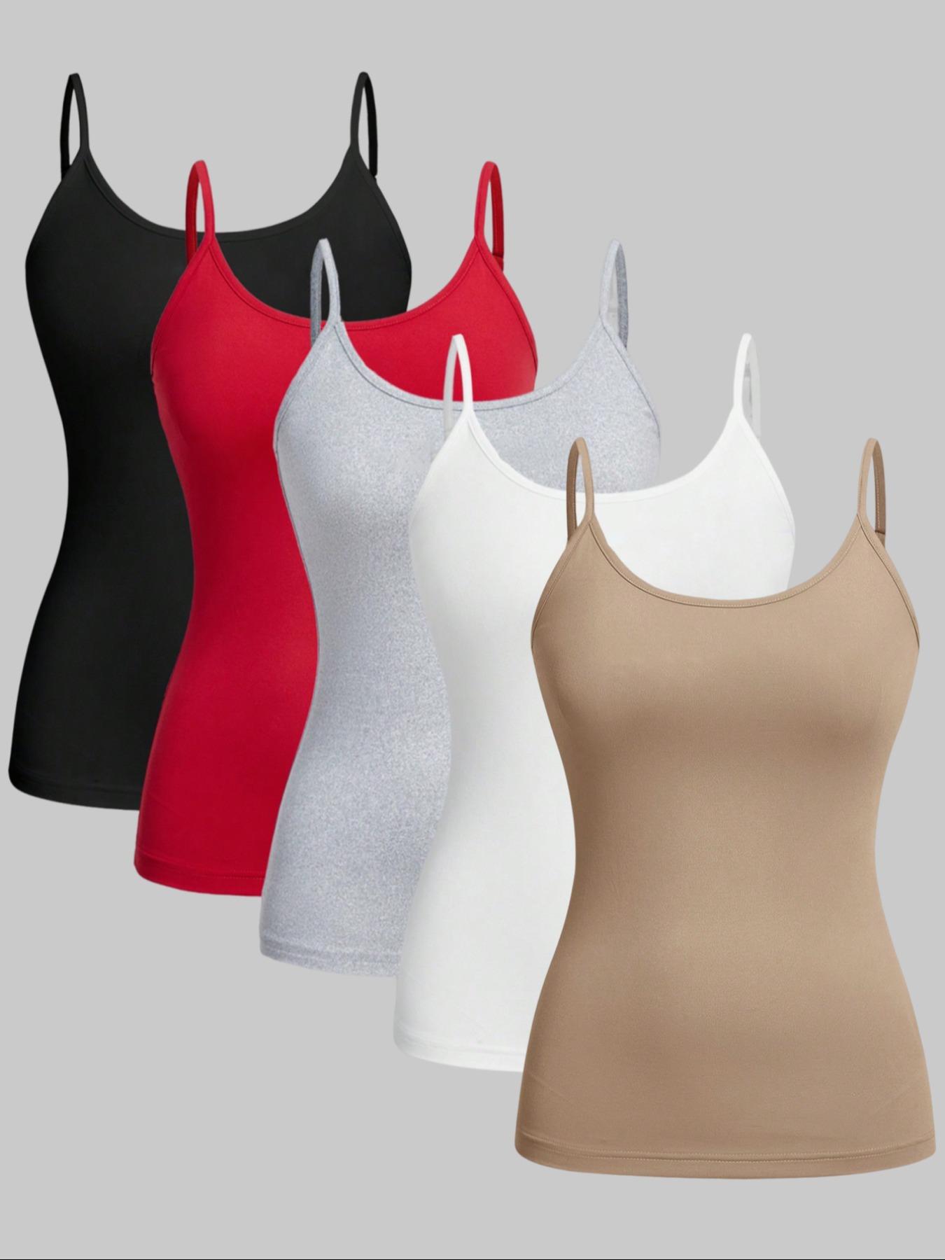 Women's Solid Color Adjustable Spaghetti Strap Knit Cami Top, Casual Sleeveless Top for Daily Wear, Ladies Clothes for All Seasons, Womenswear