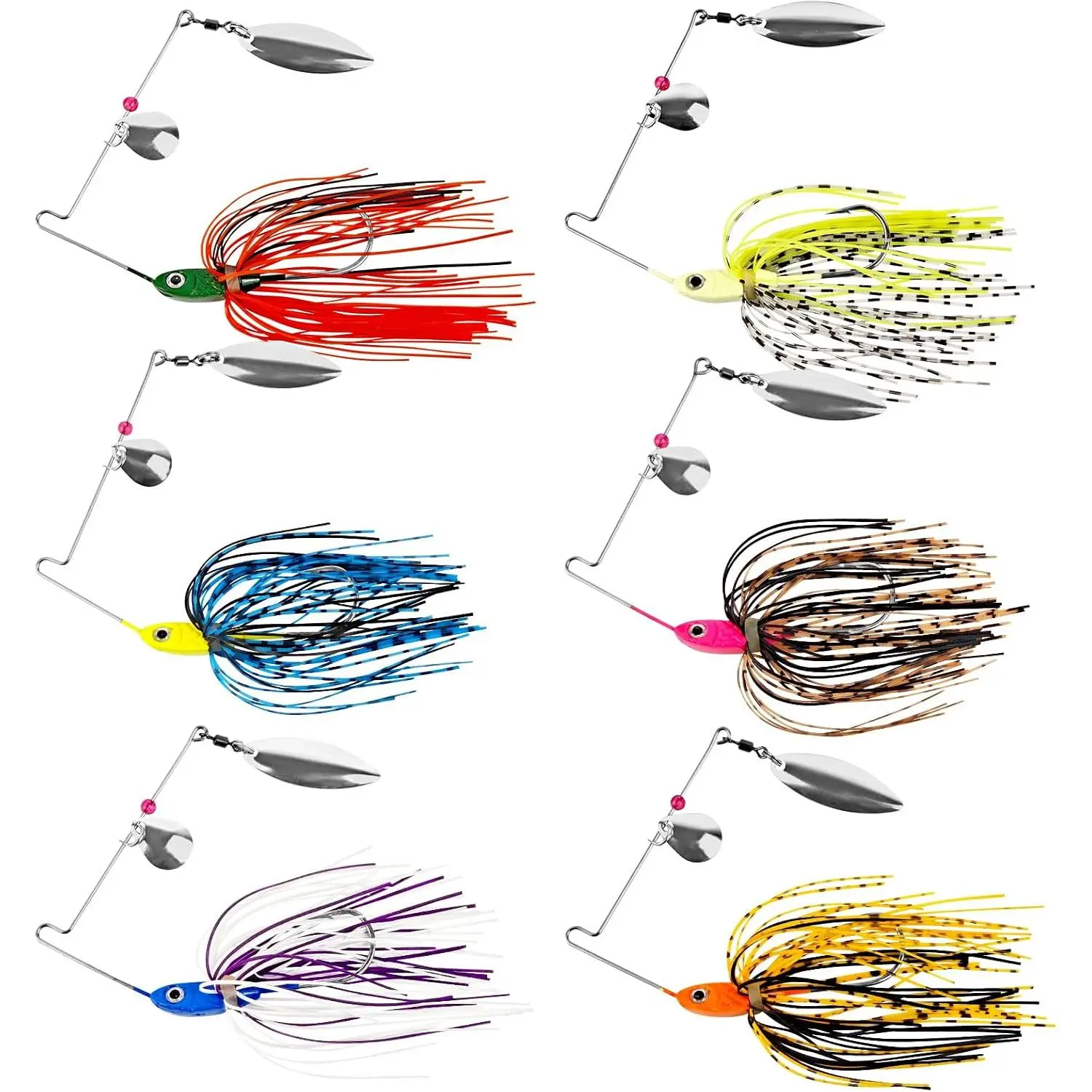 Bass Spinner Baits Fishing Lures | Spinner Baits for Bass Fishing Hard Metal Buzzbait jigs with Skirt for bass pike trout salmon Lures Spinnerbait Swimbait