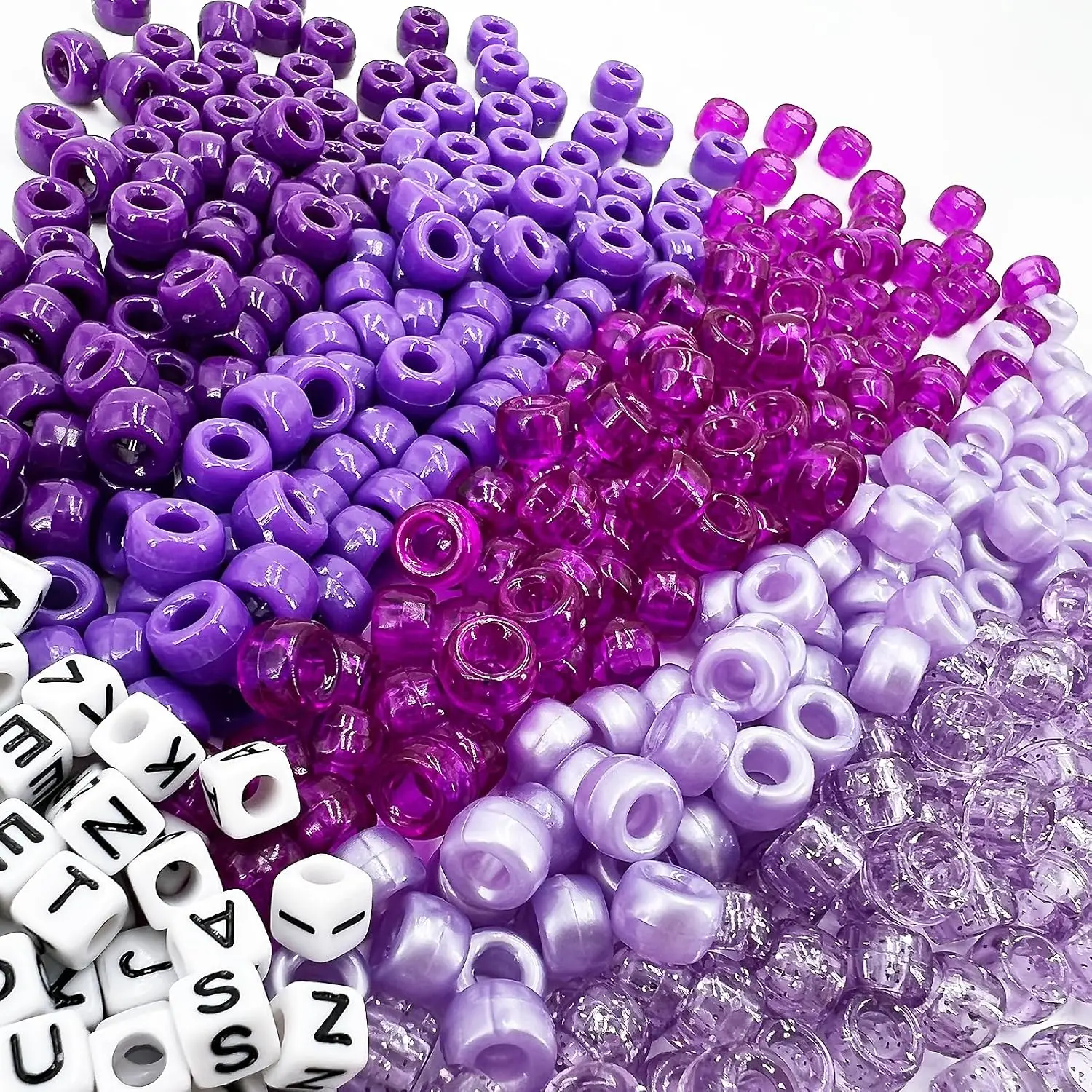 1300 count Pony Beads Kit for Friendship Bracelet, 6 Styles Kandi Bracelet Kit in Box with Individual Compartments, Hair Beads for Braids, Letters ( Shades)