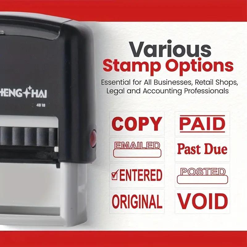 Automatic Ink Stamp for Office Use, Ink Enhances Print Quality, Rectangular Durable Plastic Design, Instant Workflow Solution, Booklet Stamps