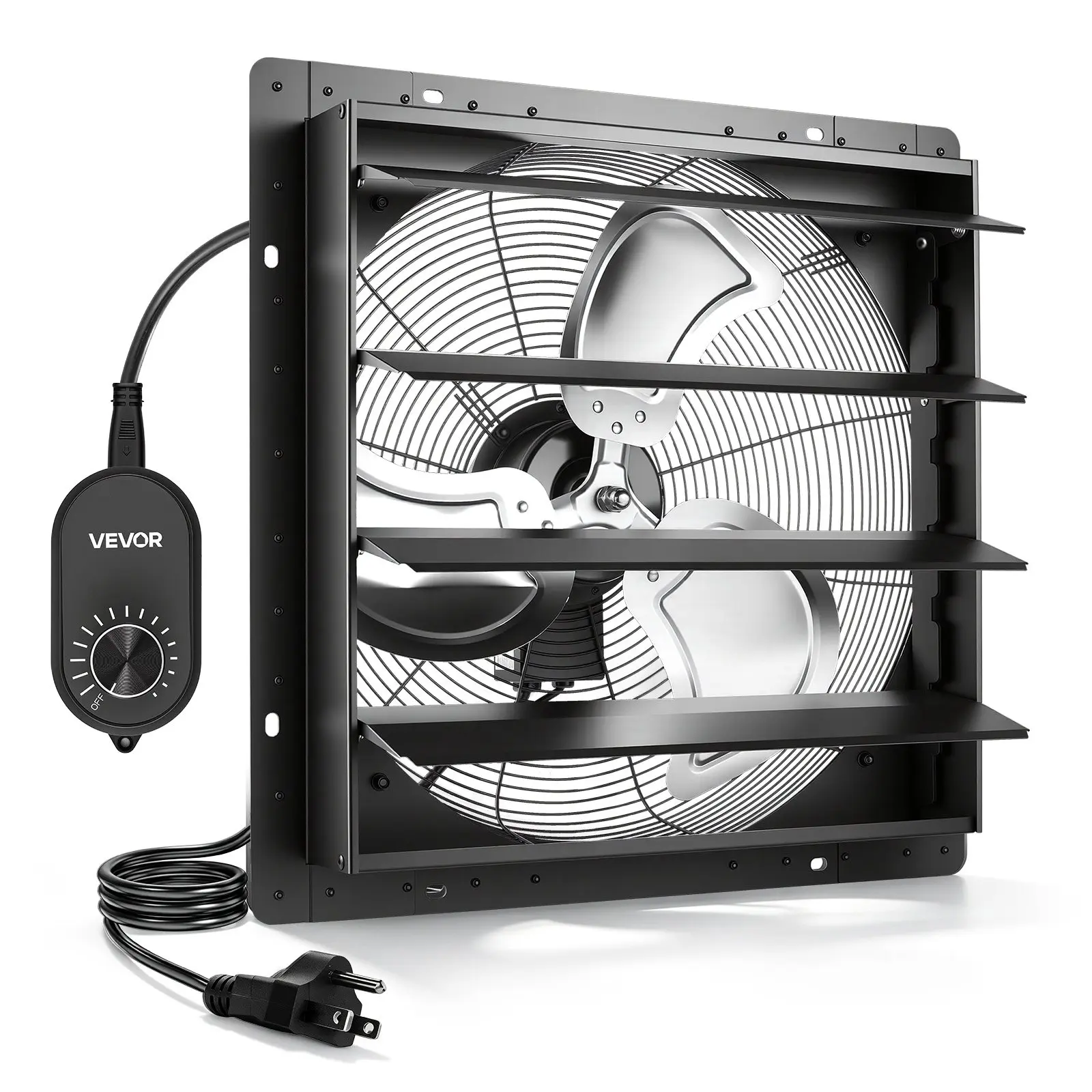 VEVOR 20-in Wall-Mount Shutter Exhaust Fan, Ventilation System with Automatic Louvers, Variable Speed, Sturdy Steel Frame, Low Noise AC Motor, 4499CFM Flow for Attic, Garage, Workshop