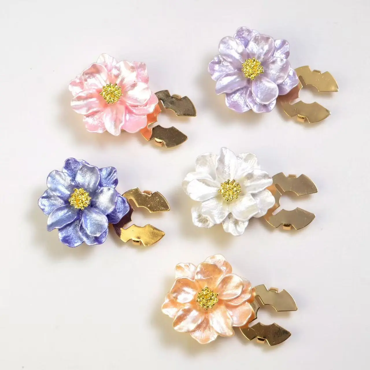 Iridescent Flower Clip On Button Covers, No Sew Removable Decorative Buttons for Women Blazer Shirt Cardigan, 10 PCS Set $19.9