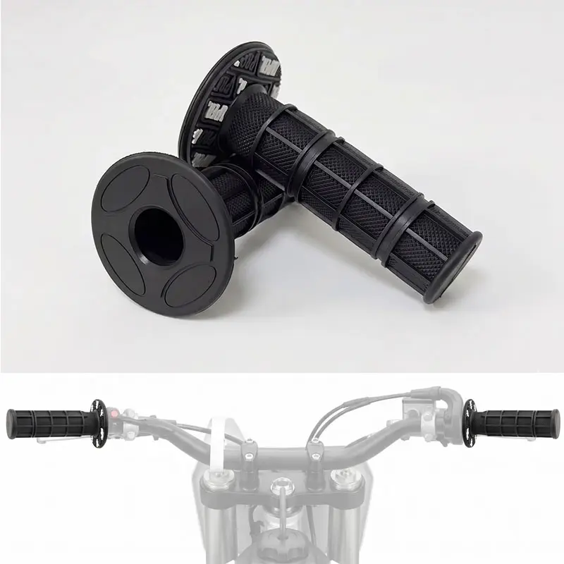7/8" Bar End Rubber Grips Set for Dirt Bike Racing, All-Black with Distinct Graphic Detailing, High-Traction Texture, Tactile Engineering, Ideal Gift for Bike Enthusiasts, Boyfriend, Bestie, Grip, Motorcycle Parts