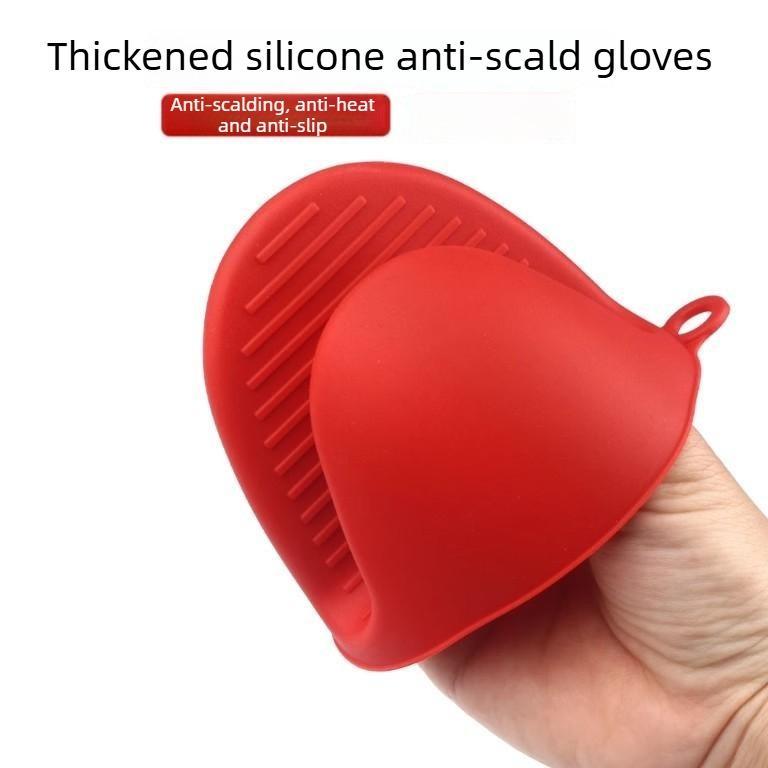 2PCS Thickened silicone heat-insulating and anti-scalding gloves for kitchens, households, high-temperature resistant ovens, microwave ovens, and baking ovens.
