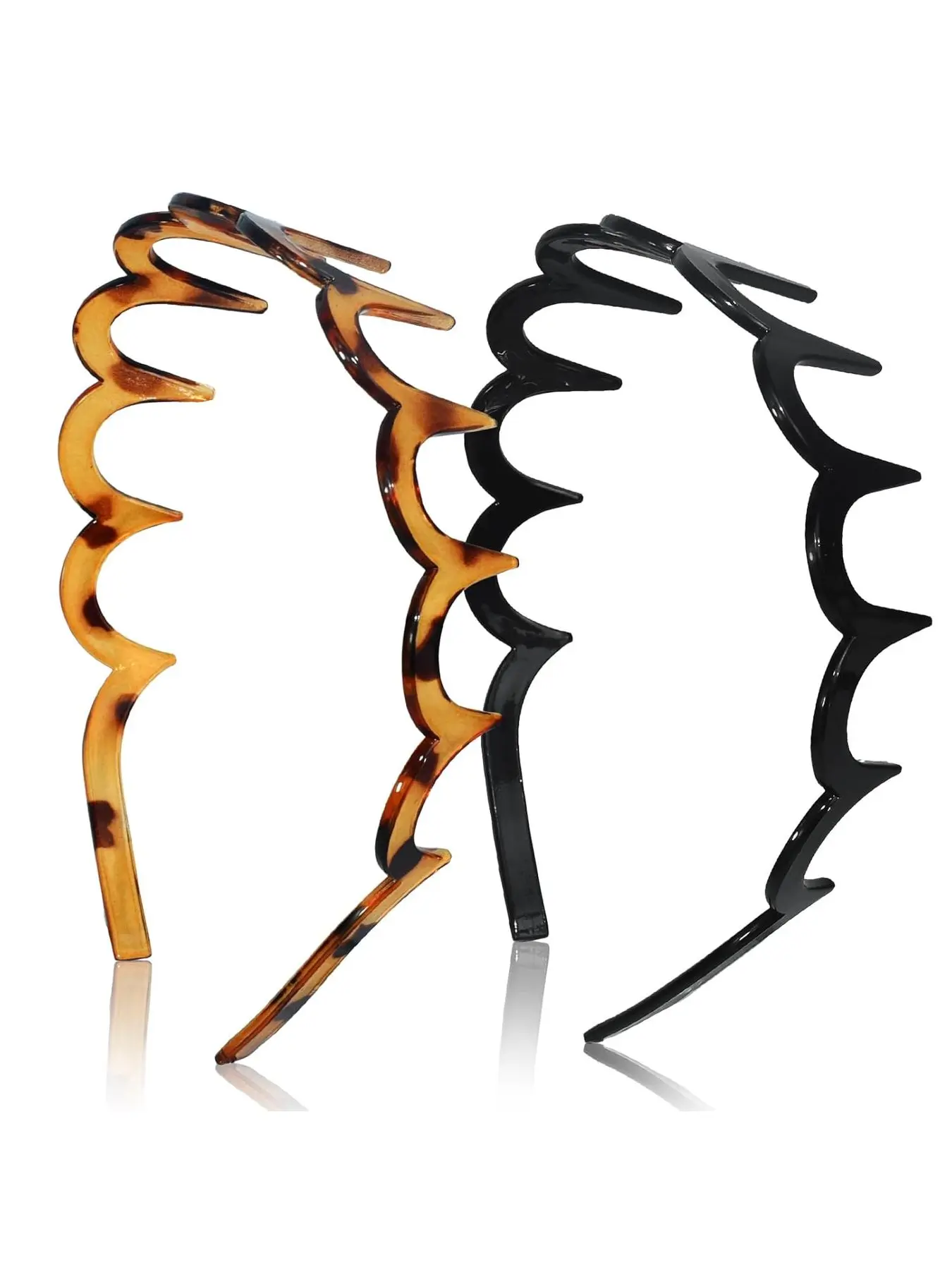 2 Pieces Women Zigzag Headband U Shaped Non Slip Hairband Black Plastic Teeth Hair Accessories for Daily Styling Work and Outings