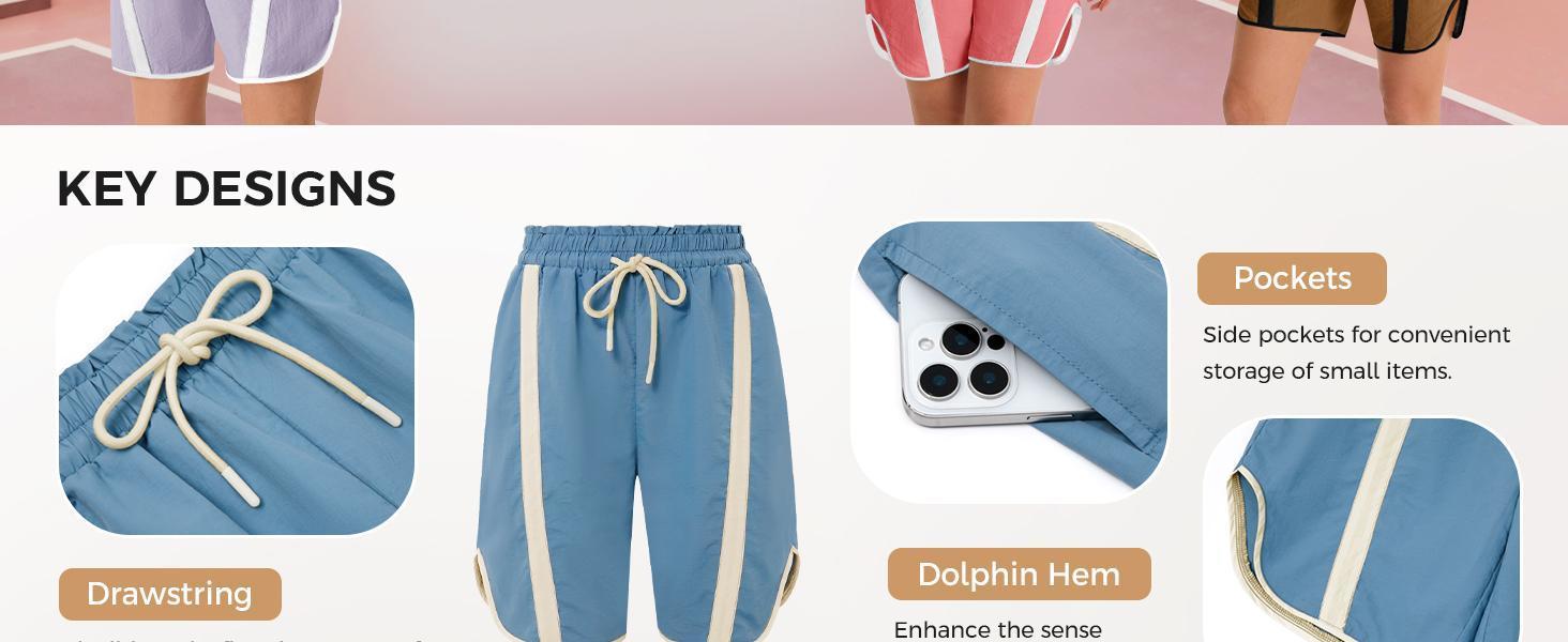 Imily Bela Womens Baggy Cargo Shorts Casual Wide Leg Knee Length Drawstring Elastic Waist Workout Running Athletic Yoga Shorts