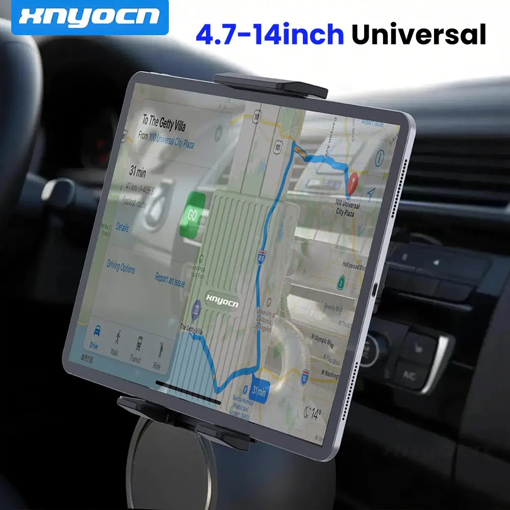 Universal Car CD Slot Tablet Phone Mount, Quick Release Snap-on Phone Holder, 360° Rotatable Spring-Loaded Bracket Stand Fit for 4.7-14inch Devices