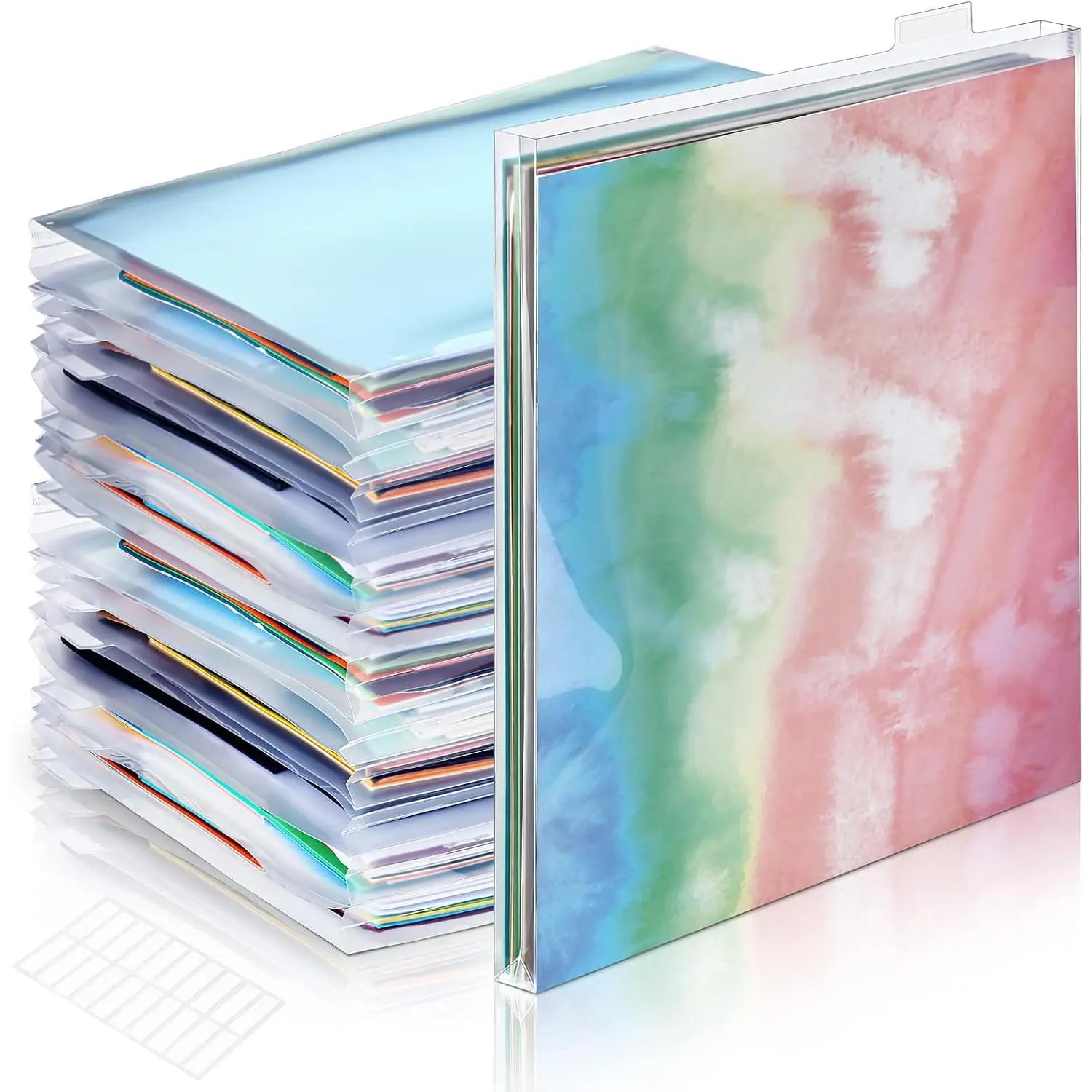40 Set 12 x 12 Scrapbook Paper Storage Organizer Clear Top Loading Files Plastic Holder with Customizable Tabs for Holding Vinyl Paper Scrapbook Photos
