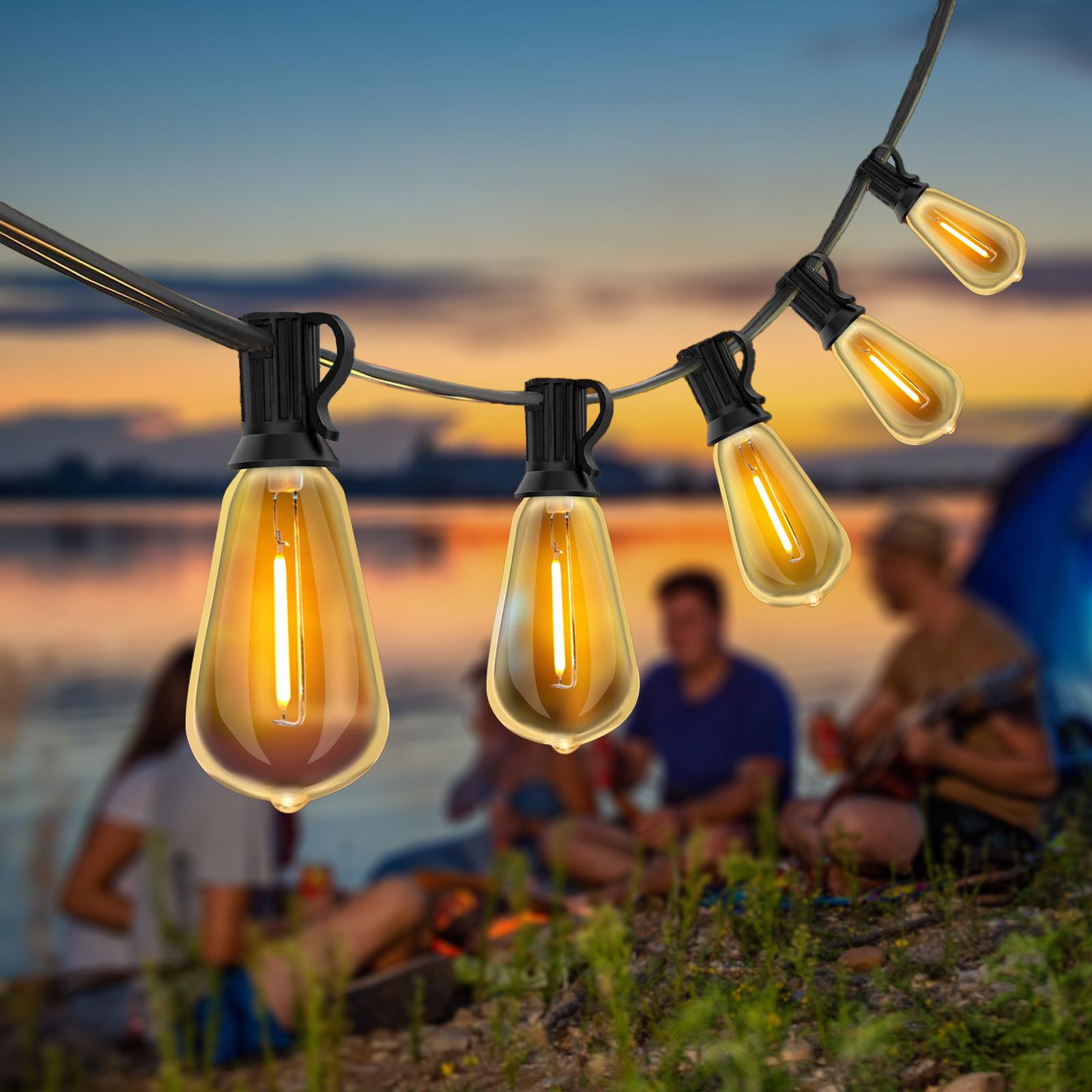 Daybetter Outdoor String Lights, Waterproof Patio Lights Outside with Shatterproof Dimmable ST38 Edison Bulbs, 2700K Connectable String Lights for Porch Bistro Yard Deck Balcony, Halloween, Christmas