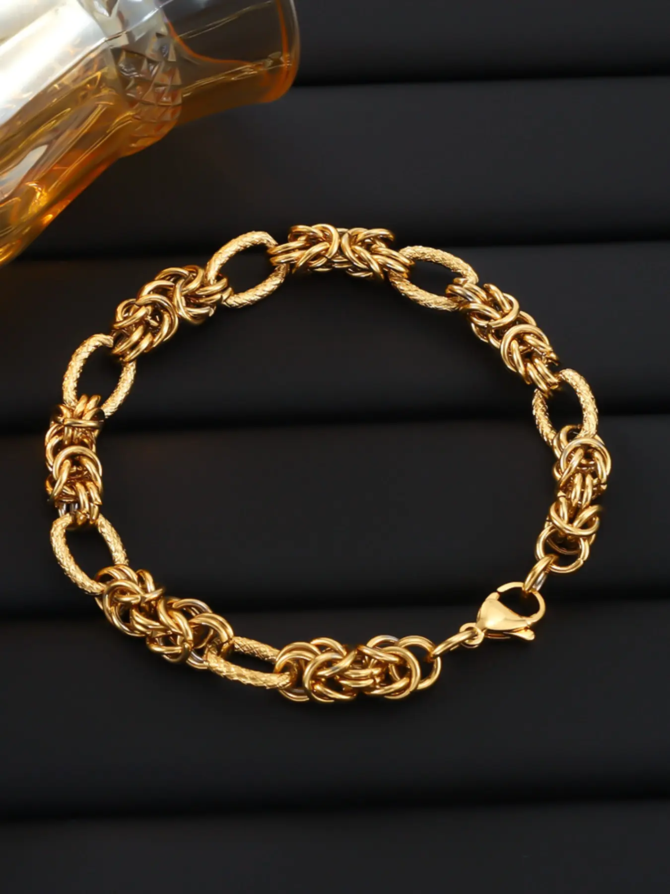 Must Have Y2K Baddie Bracelet Unique Twisted Braided Cuban Chain 18K Gold Filled Vintage Chunky Chain Heart Adjustable Clasp Hip-hop High Street Unisex Accessories