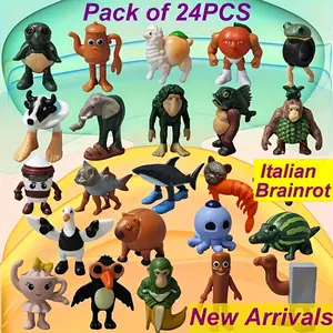 24 Piece Italian Brainrot Al Animal Tung Tung Tung S@hur Dolls, Desktop Decorative Models, Gift Set, Unique Collectible Items