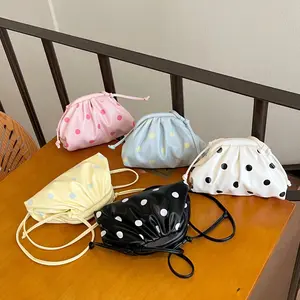 Women's Mini Messenger Bag Polka Dot Y2K Design Gold Clasp Lightweight Retro Crossbody Purse for School Work Shopping Travel