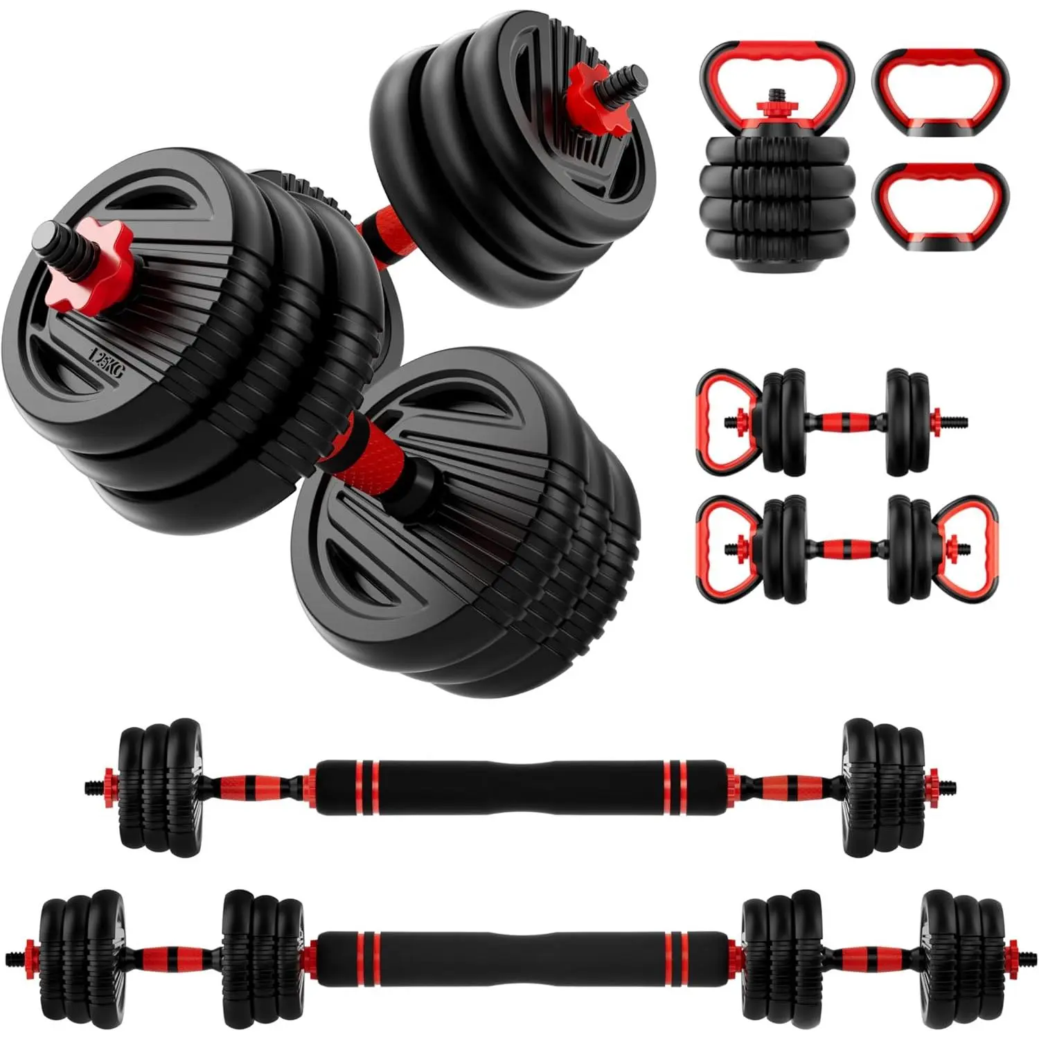 Adjustable Dumbbell Set,20/30/45/70/90lbs Free Weight with Connector