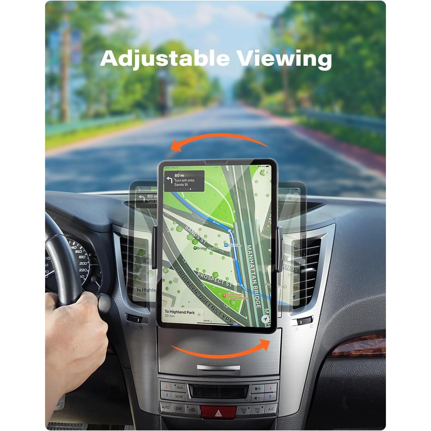 for Sturdy iPad Holder for  CD Slot Tablet Mount, 2-in-1 Universal 4.7-11" Holder for iPad Pro 11 Air Mini, , Galaxy Z Fold, Adjustable 360? Rotation, Road Trip Essentials