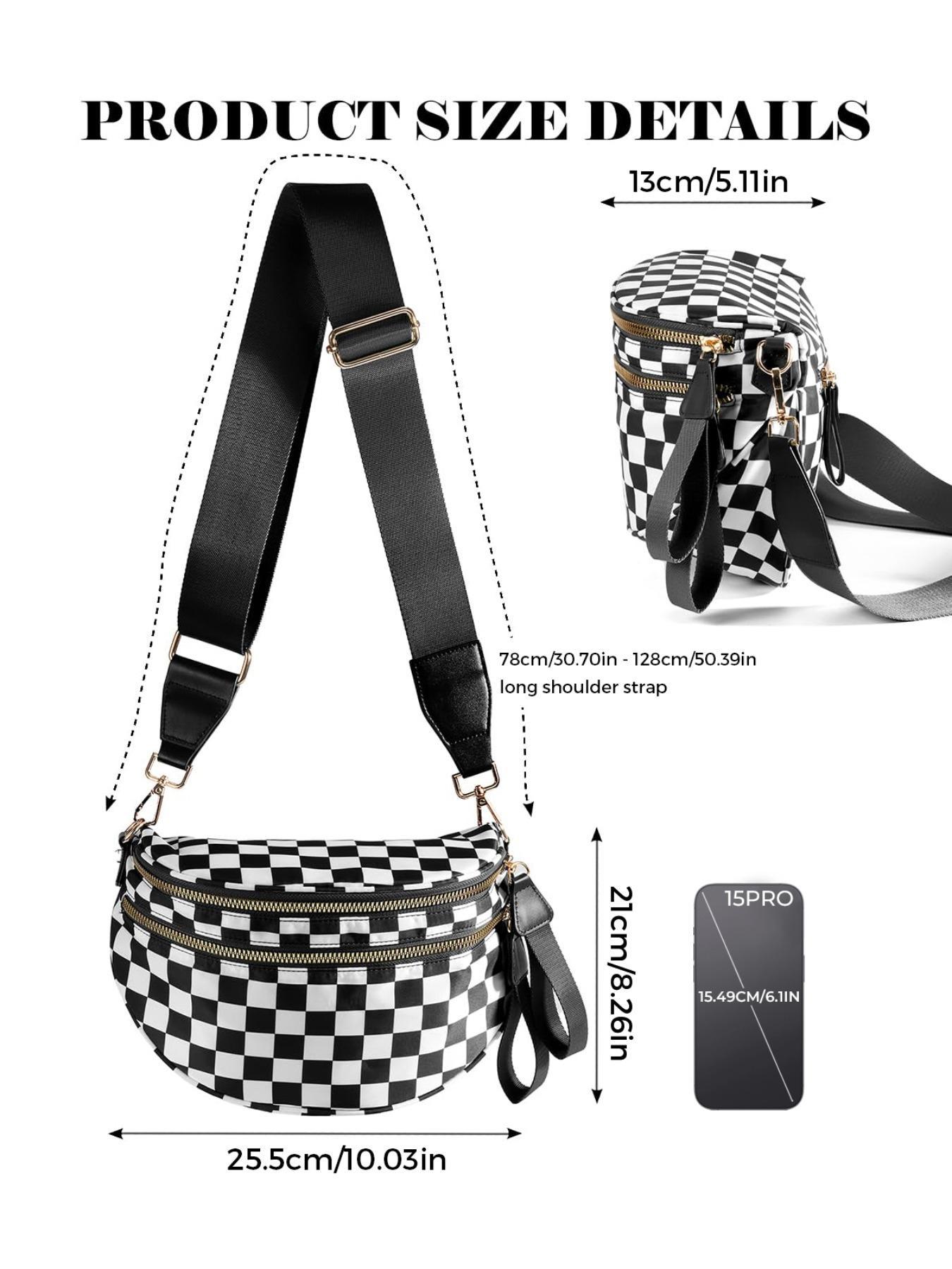 Fashionable Checkerboard Pattern Crossbody Bag, Casual Versatile Zipper Shoulder Bag for Women, Trendy All-match Commuter Bag for Daily Used