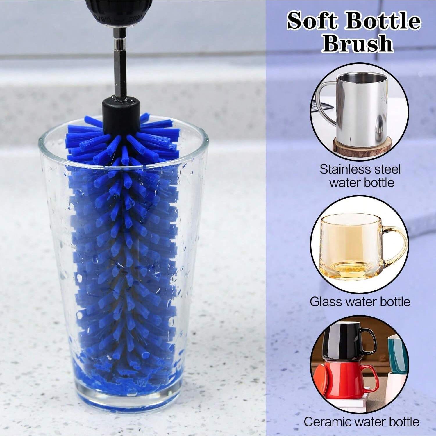 Car Wheel Cleaning Brush, 1pc Drill Brush Attachment for Cleaning, Highly Dense and Durable Car Cleaning Brush for Wheels, Rims, Engines, Exhaust, Bottle