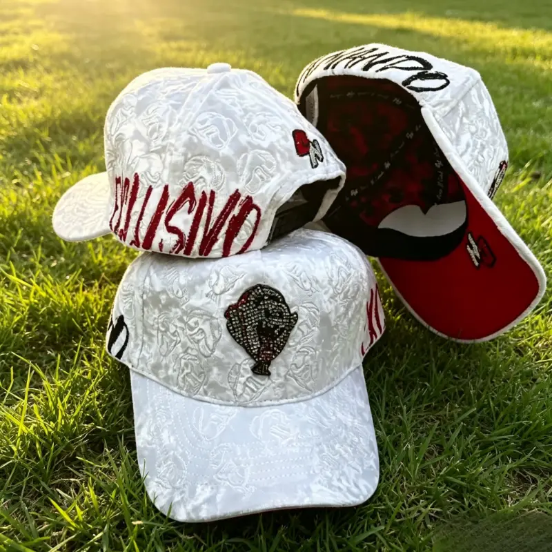 Barbas Hats x CT EXCLUSIVO Edgy Blue Velvet Embossed Rhinestone Cartoon Character Adjustable 1-Size Streetwear Baseball Cap, Premium Party Accessory