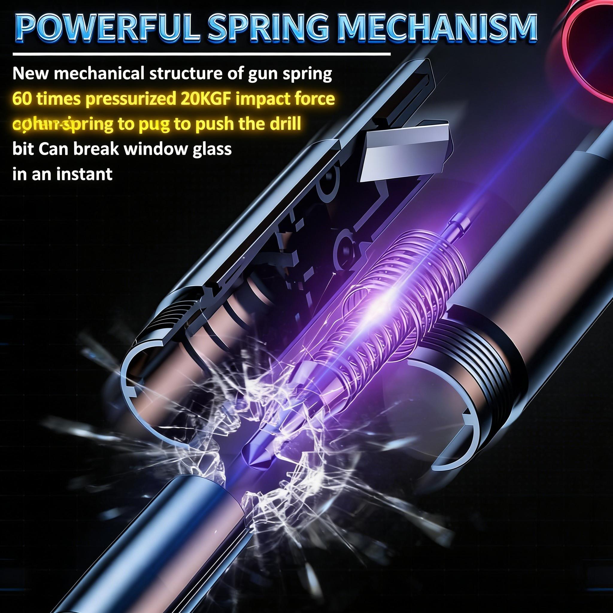 Vehicle Emergency Escape Tool with Concealed Glass Breaker and Seatbelt Cutter, Functional Underwater, Mini Safety Hammer for Car Survival