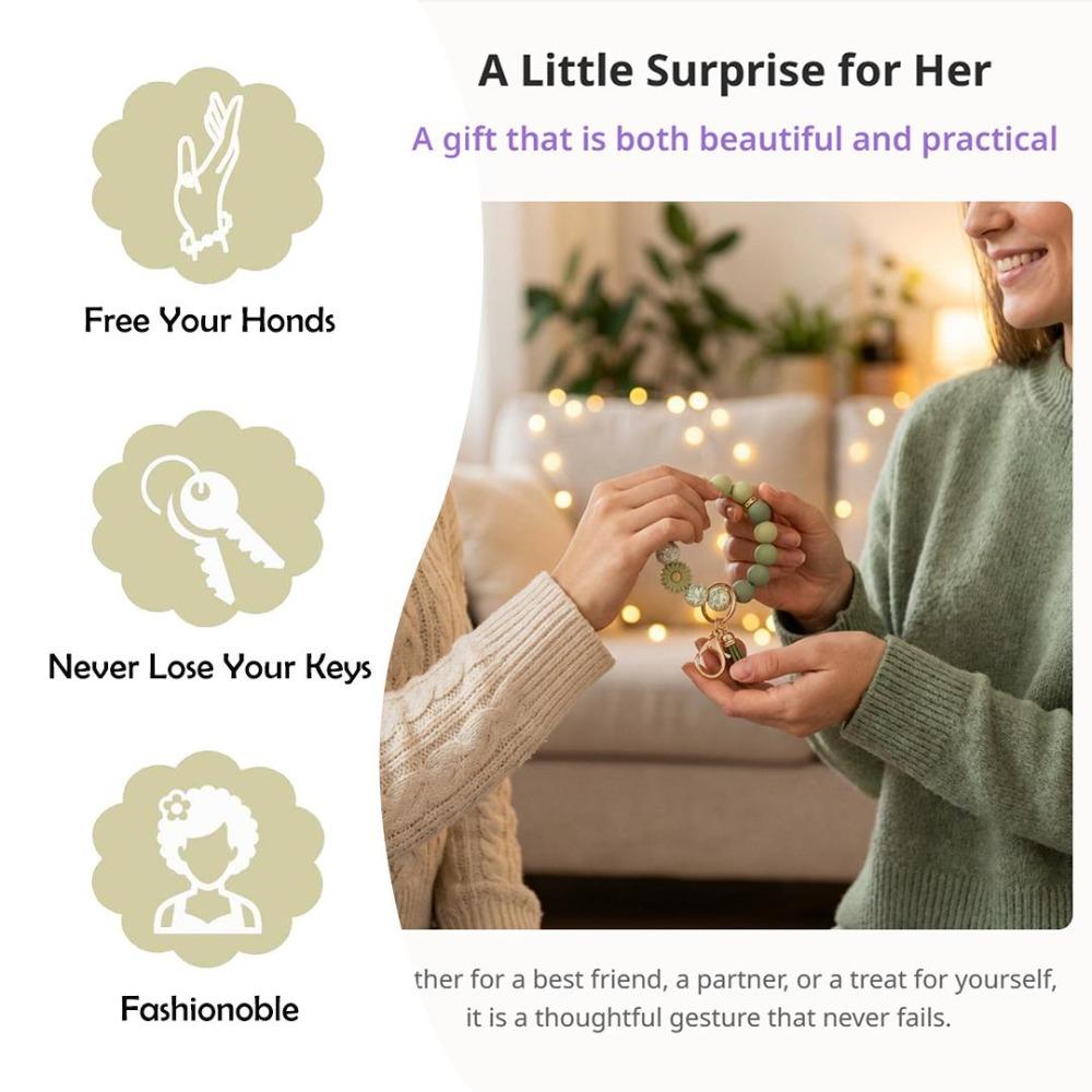 Beaded Floral Tassel Key Fob for Women, Summer Cute Keychain, Bag & Phone Hanging Charm, Practical All-Match Daily & Birthday Gift