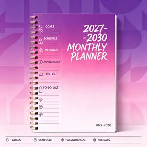 2027-2030 Monthly Planner/Calendar - January 2027 to December 2030, 4-Year Monthly Planner, Purple-Pink-White Gradient Theme Cover Design Notebook, Yearly Calendar Planning, Monthly Tabs, 48-Month Calendar, 5.5 x 8.3 Inches Thick Paper, Elastic Cover, Dur