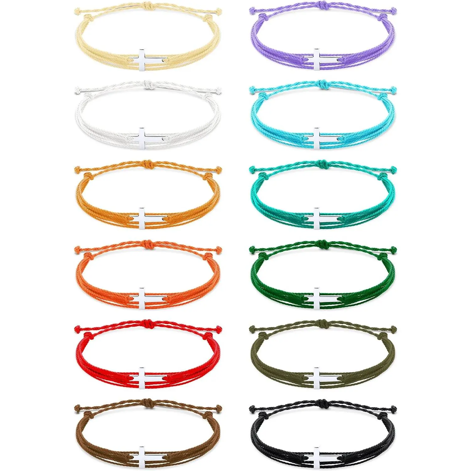 48 count  Bracelets Bulk Christian Gifts Braided Rope for Women Men  | Adjustable, Religious Party Favors, WWJD Bracelets for Teen Girls, Multicolor Woven Cord, Bulk Pack, Fits  Ages