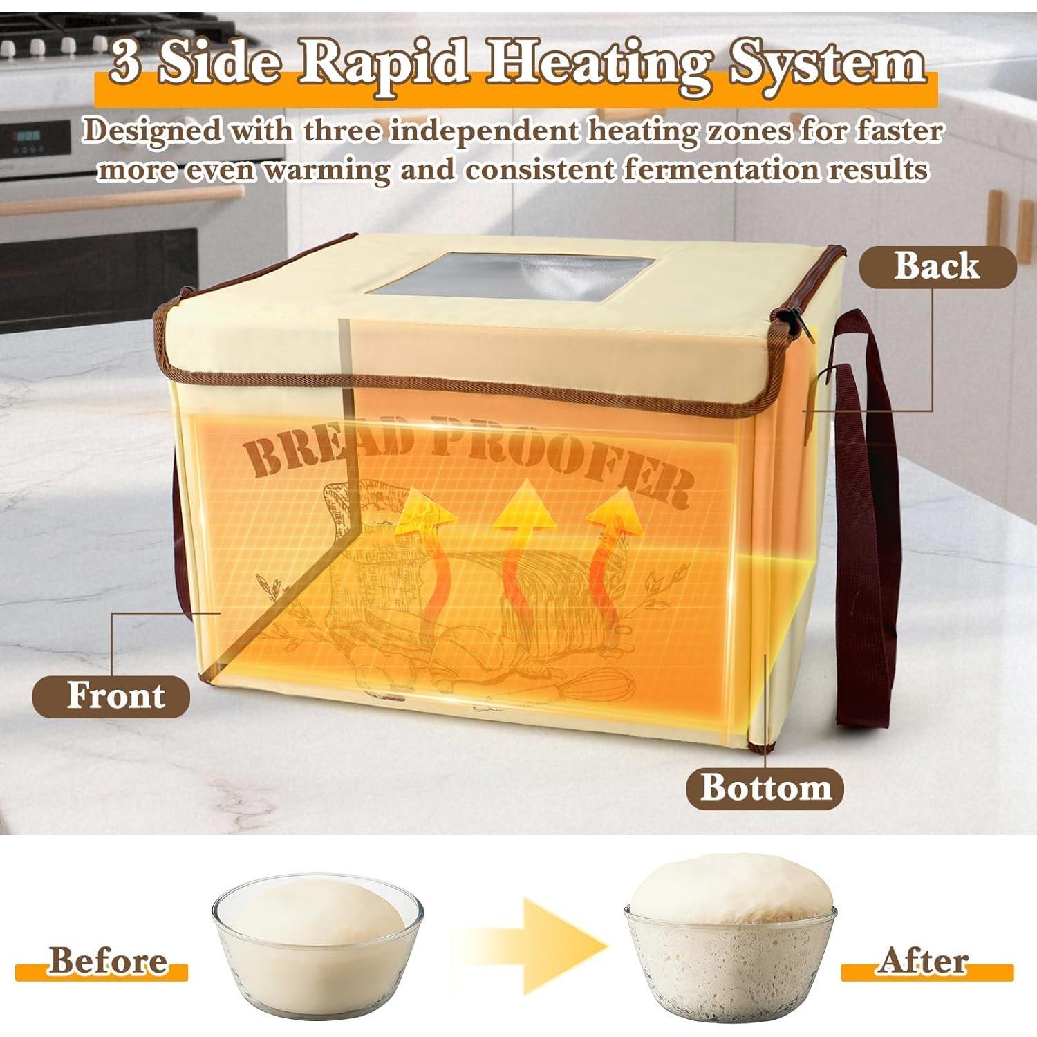 Folding Bread Proofing Box with 50-113? Temp Control, Large Dough Proofing Box with 3-Side Heating Control 48H Timer, Metal Rack & Tray for Sourdough, Bread Baking, Yogurt, Pizza, Kombucha Folding Bread Proofing Box with 50-113? Temp Control, Large Dough Proofing Box with 3-Side Heating Control 48H Timer, Metal Rack & Tray for Sourdough, Bread Baking, Yogurt, Pizza, Kombucha