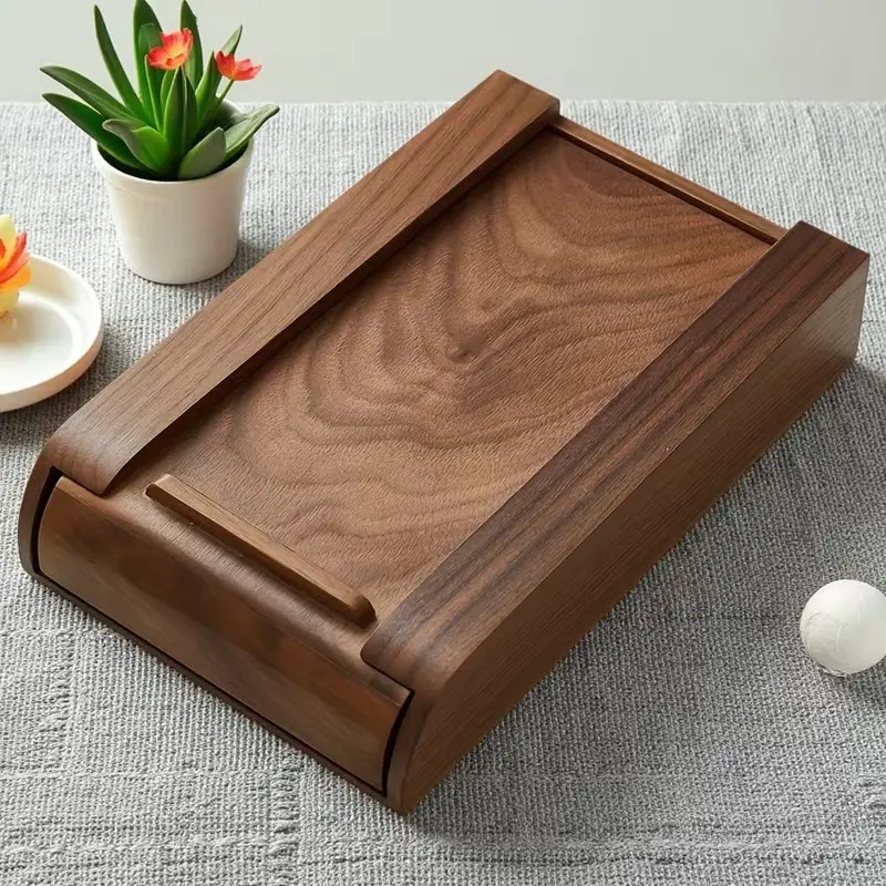 High-End Walnut Wood Under Desk Drawer, Hidden Shelf Storage, Self-Adhesive Sliding Design, Minimalist Pen Holder, Office Supplies Organizer, Space-Saving Desktop Solution