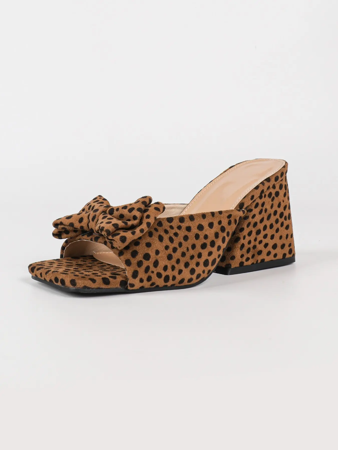 New Fashion Women's Leopard Print Bow Heeled Mules, Summer Retro Sexy High-Heel Sandals, Square Toe Slingback Evening Shoes, Fashionable Slingback Sandals