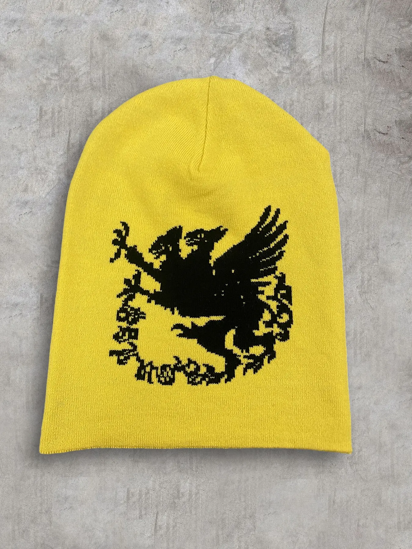 Hip hop spliced bird jacquard knitted hat, autumn and winter cold resistant strap pullover hat, unisex